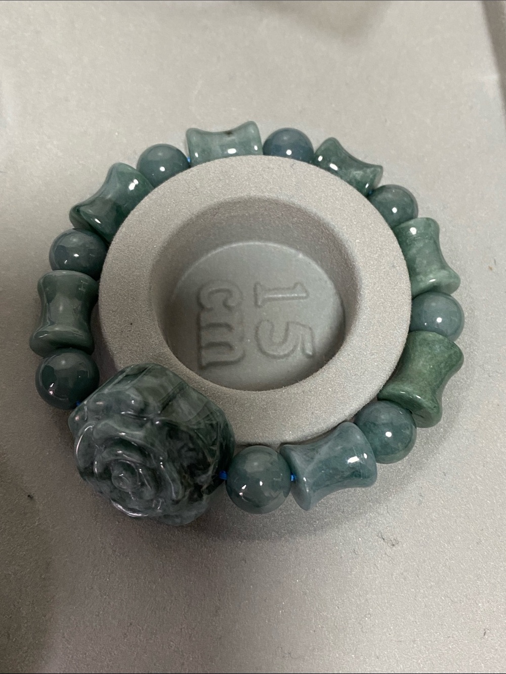 Blue Water Jade Rose Beaded Bracelet - Picture 3 of 3